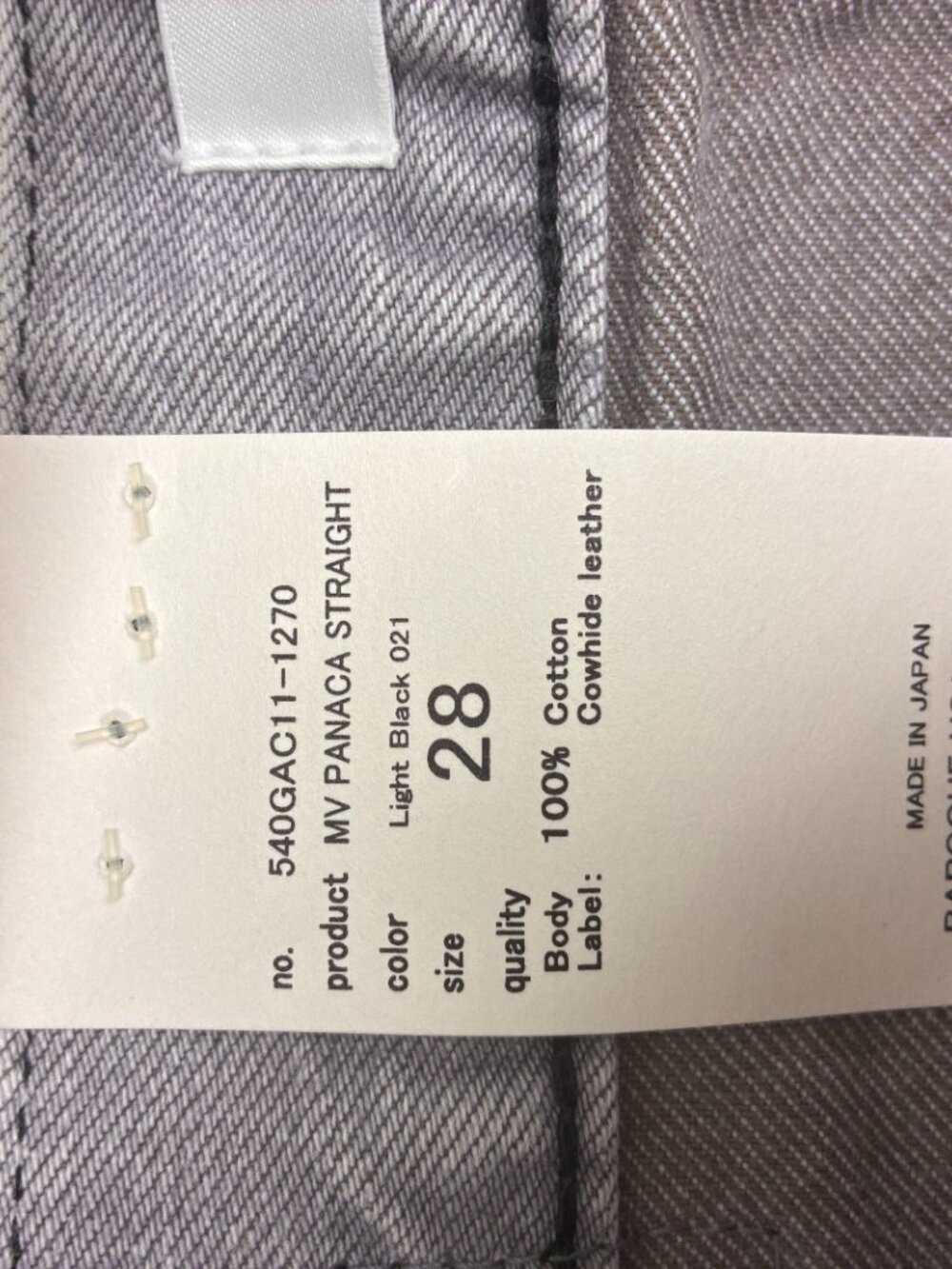 NWT Moussy Vintage Panaca Straight Jeans Light Black Made in Japan Size 28 - Picture 4 of 6
